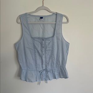 NWOT Old Navy Light Blue Sleeveless Button-Front Top with Drawstring Waist